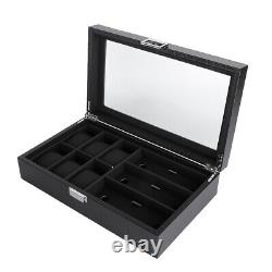 6+3 Slots PU Display Watch Glasses Storage Box Display Organizer Case Container