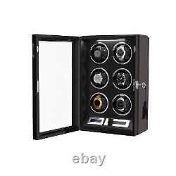 6 Automatic Watch Winder Led Watch Storage Display Case Box With Locks LCD Display