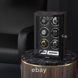 6 Automatic Watch Winder Led Watch Storage Display Case Box With Locks LCD Display
