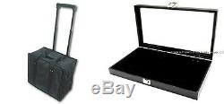 6 Glass Top Black 24 Space Jewelry Pins Display Storage Cases & Carrying Case
