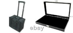 6 Glass Top Black 3 Mixed Liners Jewelry Display Storage Cases & Carrying Case