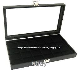 6 Glass Top Black 3 Mixed Liners Jewelry Display Storage Cases & Carrying Case