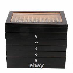6 Layers Wooden Box Fountain Pen Display Storage Collector 78 Slots Case Box USA