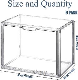 6 Pack Large Acrylic Display Case with Magnetic Door Clear Purse Handbag Storage