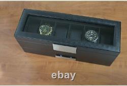 6 Slot Luxury Watch Case Display Organizer with Valet Drawer for Men Storage New