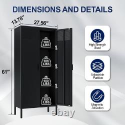 61 in Metal Display Case, Metal Lockers, 4 layers, 3 Adjustable Shelves For Home