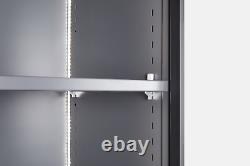 63'' LED Light Glass Door Metal Storage Display Cabinet withRemovable Divider