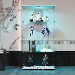 64.7 LED lights Glass Display Cabinet 4 Shelves with Door, 2-Doors Display Case