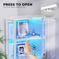 65 Corner Display Cabinet 4-Tier Lighted Curio Display Case for Collectibles