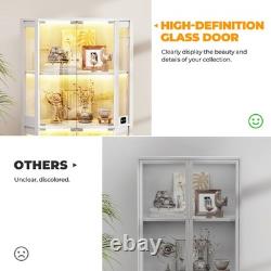 65 Corner Display Cabinet 4-Tier Lighted Curio Display Case for Collectibles