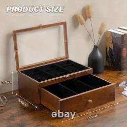 70+ Graded Card Storage Box with Custom Drawer, Wood Storage Display Case wit