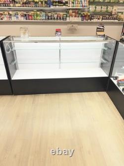 70 Inch Wide Aluminum Frame Back Opening Extra Vision Glass Display Showcase