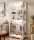 71 6-Tier Glass Display Case Curio Cabinet with LED Lights & Adjustable Shelves