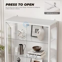 71 6-Tier Glass Display Case Curio Cabinet with LED Lights & Adjustable Shelves