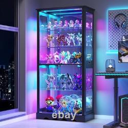 71 Glass Display Cabinet with Doors, 5-Tier RGB Curio Cabinet for Collectibles