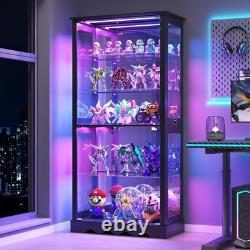 71 Glass Display Cabinet with Doors, 5-Tier RGB Curio Cabinet for Collectibles