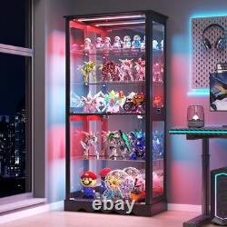 71 Glass Display Cabinet with Doors, 5-Tier RGB Curio Cabinet for Collectibles