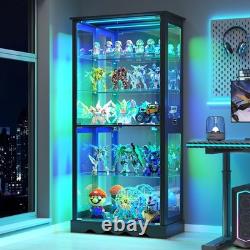 71 Glass Display Cabinet with Doors, 5-Tier RGB Curio Cabinet for Collectibles