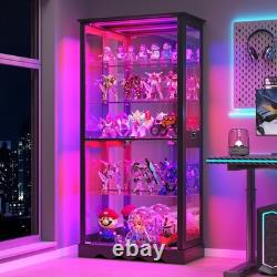 71 Glass Display Cabinet with Doors, 5-Tier RGB Curio Cabinet for Collectibles