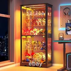 71 Glass Display Cabinet with Doors, 5-Tier RGB Curio Cabinet for Collectibles