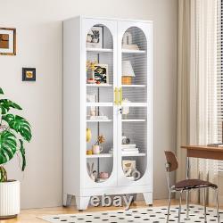 71 H Lockable Glass Display Case, Metal Curio Cabinet for Home & Collectibles