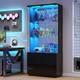 71 Tall Display Cabinet with Drawer, Curio Cabinet with Glass Doors & LED Light