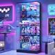 71 Tall Display Cabinet with Glass Doors, 6-Tier Glass Display Case with RGB Lights
