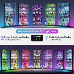 71 Tall Display Cabinet with Glass Doors, 6-Tier Glass Display Case with RGB Lights