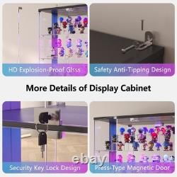 71 Tall Display Cabinet with Glass Doors, 6-Tier Glass Display Case with RGB Lights