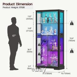 71 Tall Glass Cabinet Display Case with RGB Lights and Doors for Collectibles