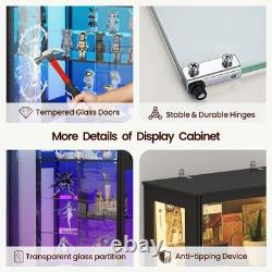 71 Tall Glass Cabinet Display Case with RGB Lights and Doors for Collectibles