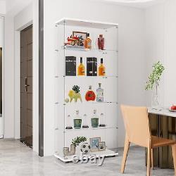 74H 5-Shelf Glass Display Cabinet with 2 Door, Collection Display Case Bookshelf