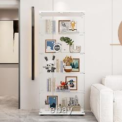 74H 5-Shelf Glass Display Cabinet with 2 Door, Collection Display Case Bookshelf