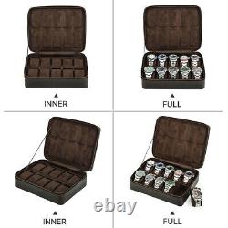 8/10/12 Slots Genuine Leather Watch Box Display Case Watches Storage Organizer