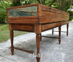 8 Antique American Country Store DISPLAY CABINET Show Case OAK VITRINE Glass