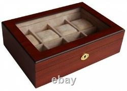 8 Piece (6 + 2) XL Oversized Large Cherry Wood Watch Display Case And Storage