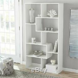 8 Shelf White Wooden Geometric Bookshelf Cube Display Storage Organizer Cabinet