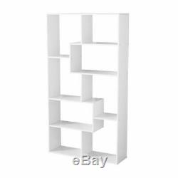 8 Shelf White Wooden Geometric Bookshelf Cube Display Storage Organizer Cabinet