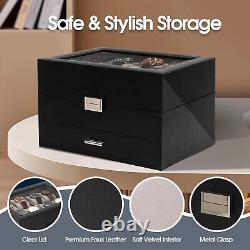 8 Slot Watch Box Display Case for Men Sunglass Ring Jewelry Storage Organizer