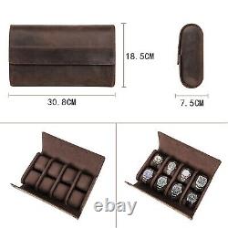 8 Slots Leather Watch Roll Display Box Storage Pouch Travel Case Wrist Watches