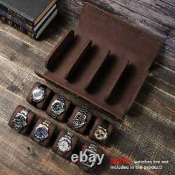 8 Slots Leather Watch Roll Display Box Travel Case Wrist Watches Storage Pouch
