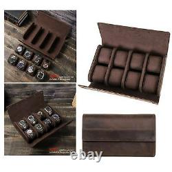 8 Slots Leather Watch Roll Display Box Wrist Watches Storage Pouch Travel Case
