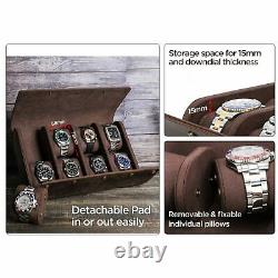 8 Slots Watch Roll Display Box Leather Travel Case Wrist Watches Storage Pouch