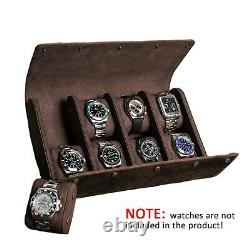 8 Slots Watch Roll Display Box Leather Travel Case Wrist Watches Storage Pouch