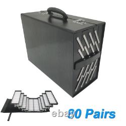 80 Pairs Foldable Eyeglasses Storage Cabinet Display Case with Lock PU Leather