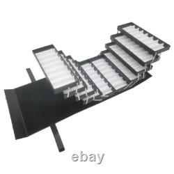 80 Pairs Foldable Eyeglasses Storage Cabinet Display Case with Lock PU Leather