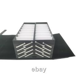 80 Pairs Foldable Eyeglasses Storage Cabinet Display Case with Lock PU Leather