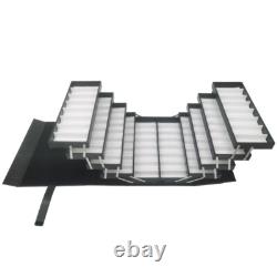 80 Pairs Foldable Eyeglasses Storage Cabinet Display Case with Lock PU Leather