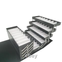 80 Pairs Foldable Eyeglasses Storage Cabinet Display Case with Lock PU Leather