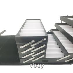 80 Pairs Foldable Eyeglasses Storage Cabinet Display Case with Lock PU Leather